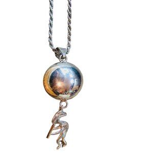 American Southwest Womens Necklace Sterling Silver Kokopelli Chime Ball
